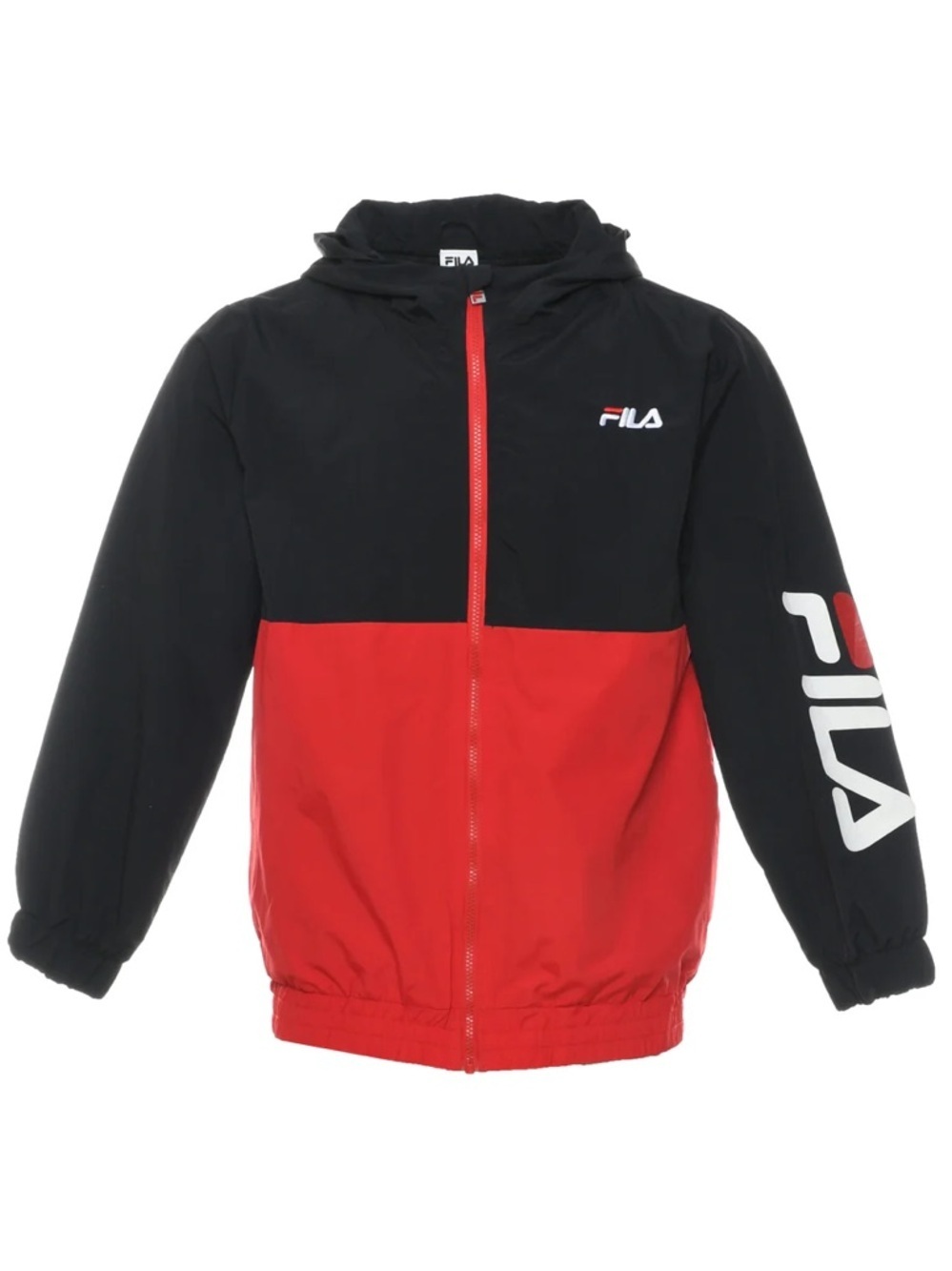 Fila Kids Black and Red Hooded Windbreaker Jacket